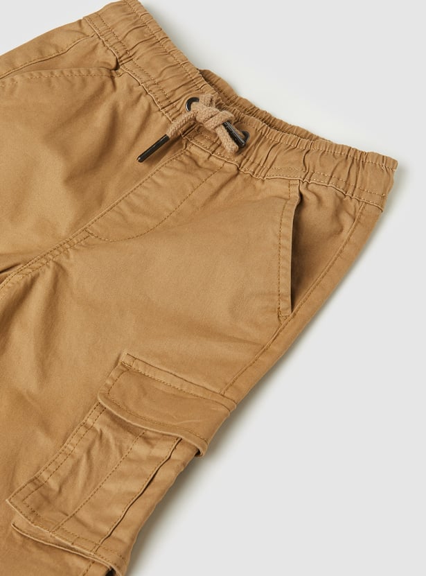 Boys Solid Relaxed Fit Cargos