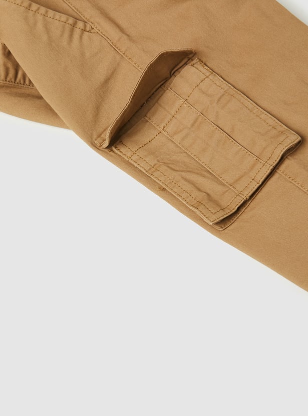 Boys Solid Relaxed Fit Cargos