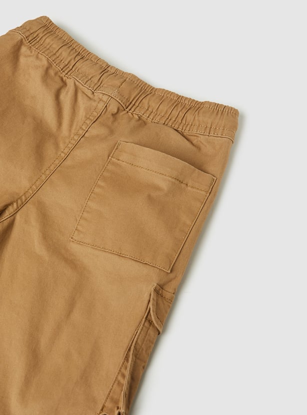 Boys Solid Relaxed Fit Cargos