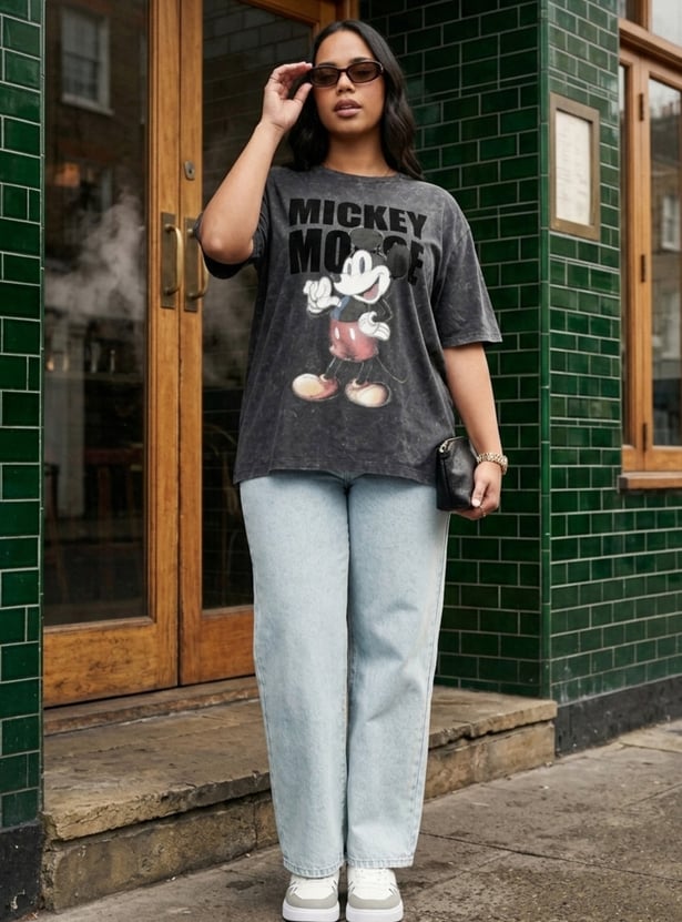URB_N Women Mickey Mouse Oversized T-shirt
