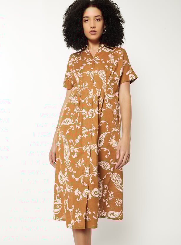 Women Printed A-line Midi Dress