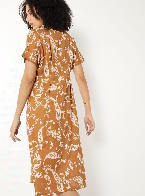 Women Printed A-line Midi Dress