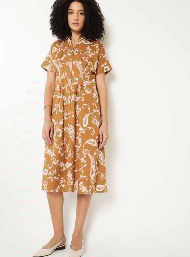Women Printed A-line Midi Dress