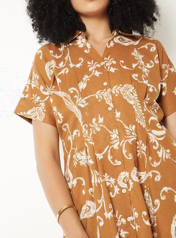 Women Printed A-line Midi Dress