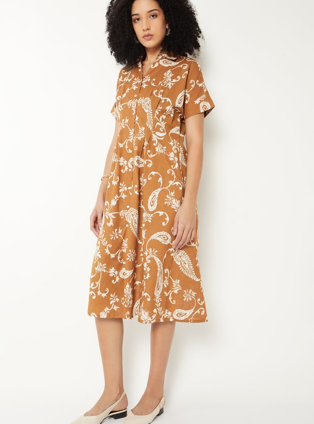 Women Printed A-line Midi Dress