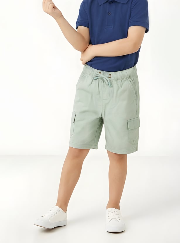 Boys Solid Cargo Shorts