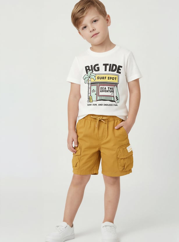 Boys Solid Cargo Shorts