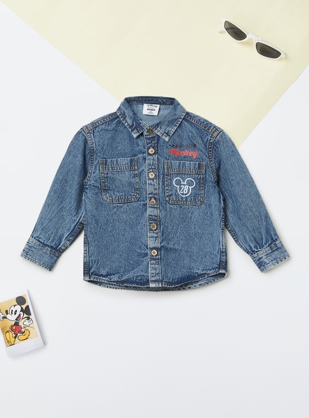 Boys Mickey Mouse Denim Shirt