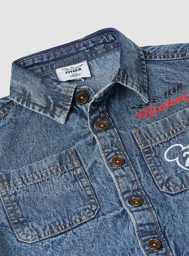 Boys Mickey Mouse Denim Shirt