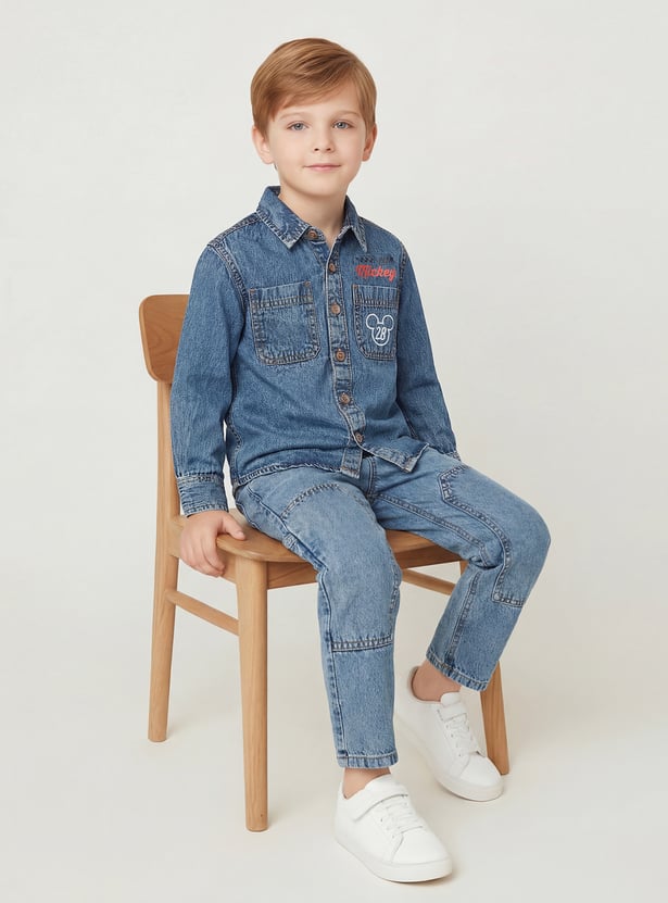 Boys Mickey Mouse Denim Shirt