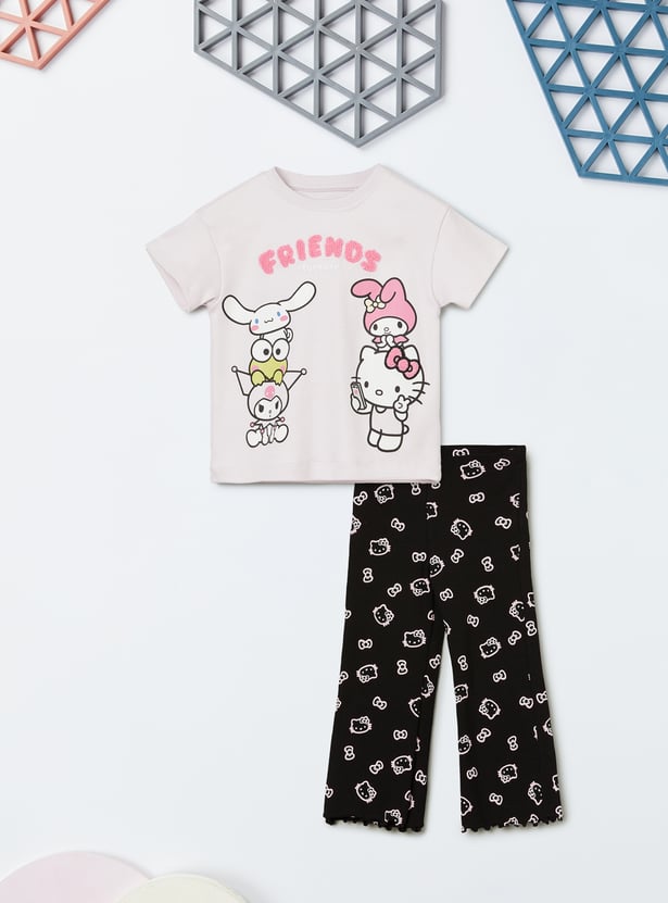 Girls Hello Kitty Print Top and Trousers