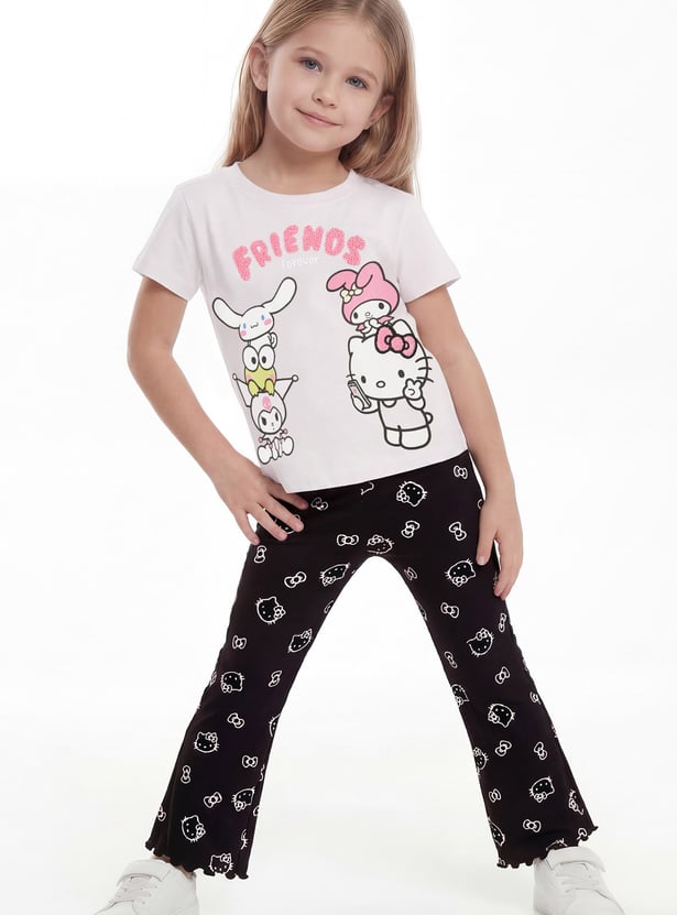 Girls Hello Kitty Print Top and Trousers