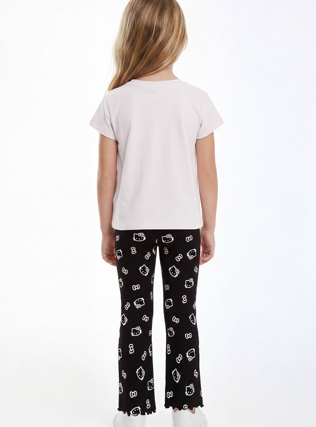 Girls Hello Kitty Print Top and Trousers