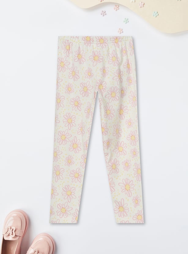 Girls Floral Print Leggings
