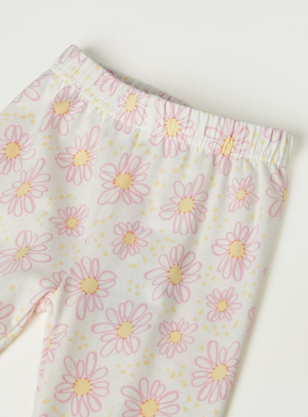 Girls Floral Print Leggings