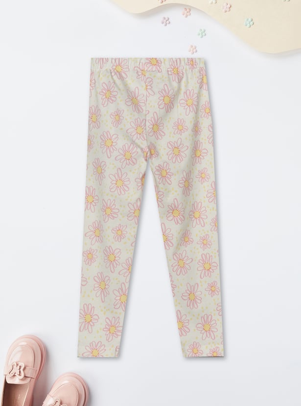 Girls Floral Print Leggings