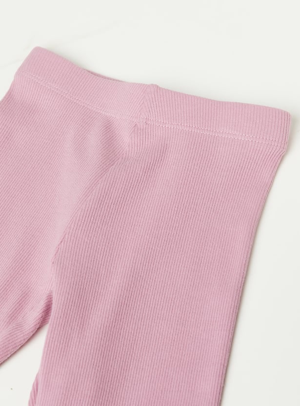 Girls Solid Elasticated Leggings