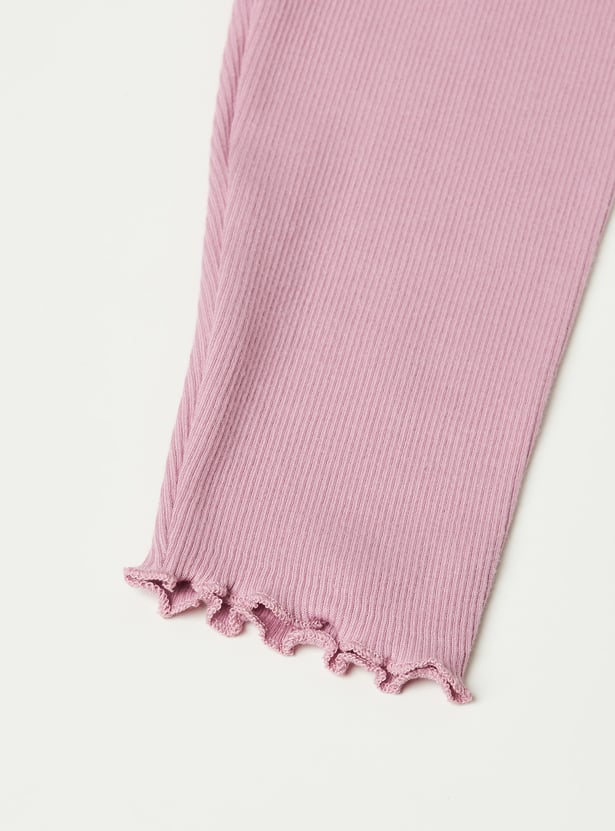 Girls Solid Elasticated Leggings