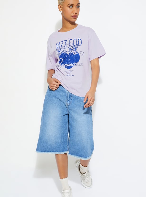 ALAYA F X URB_N Women Printed Relaxed Fit T-shirt