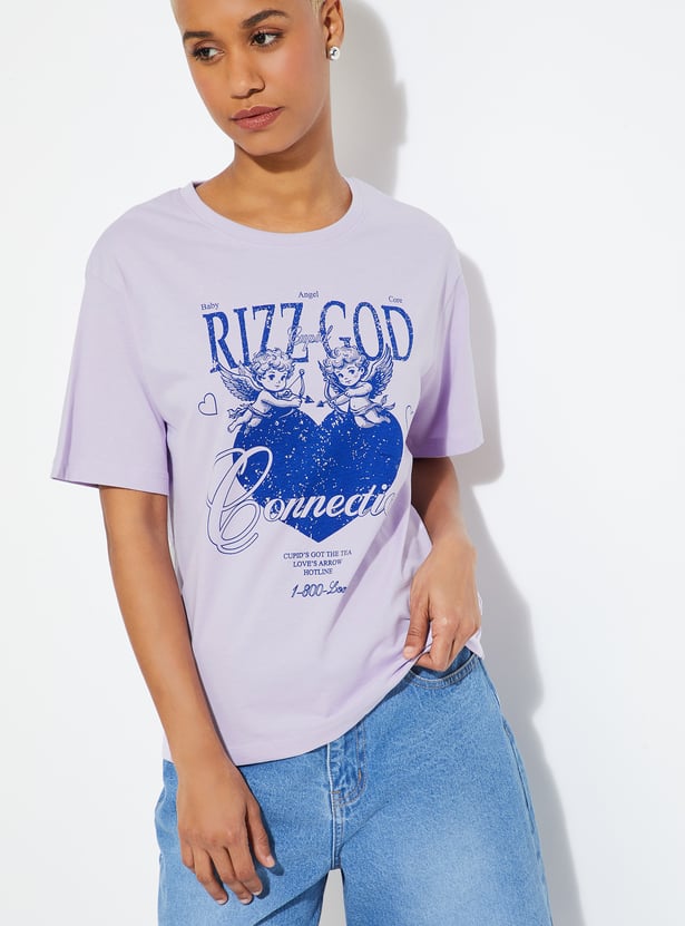 ALAYA F X URB_N Women Printed Relaxed Fit T-shirt