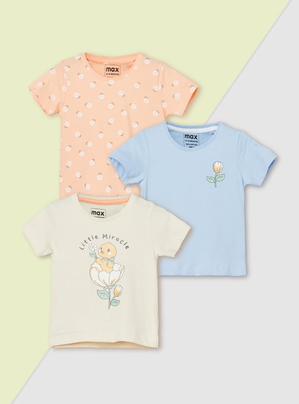 Girls Printed T-shirt - Pack of 3