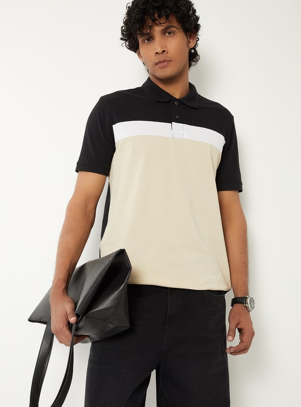 Men Colourblock Polo T-shirt