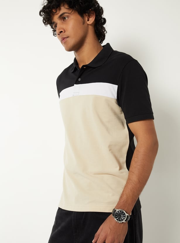 Men Colourblock Polo T-shirt