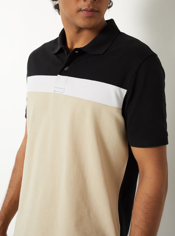 Men Colourblock Polo T-shirt