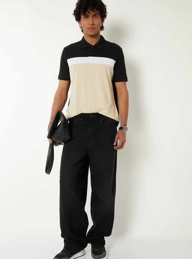 Men Colourblock Polo T-shirt