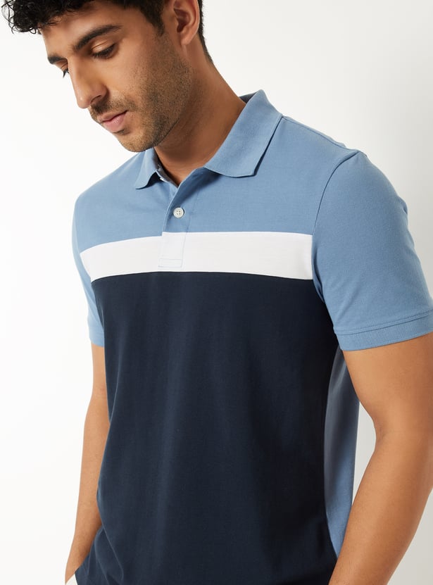 Men Colourblock Polo T-shirt