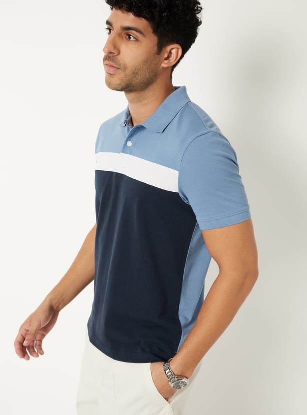 Men Colourblock Polo T-shirt