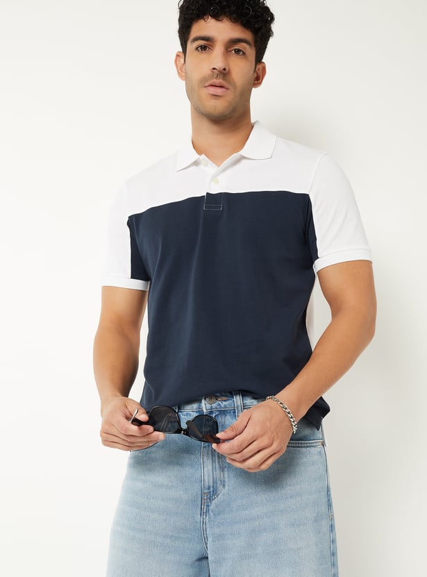 Men Colourblock Polo T-shirt