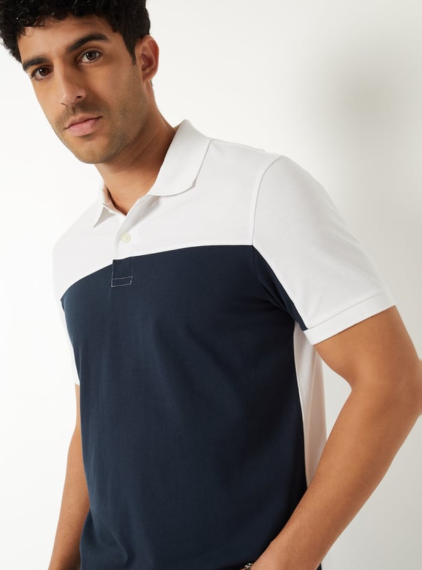 Men Colourblock Polo T-shirt