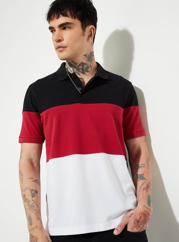Men Colourblock Polo T-shirt