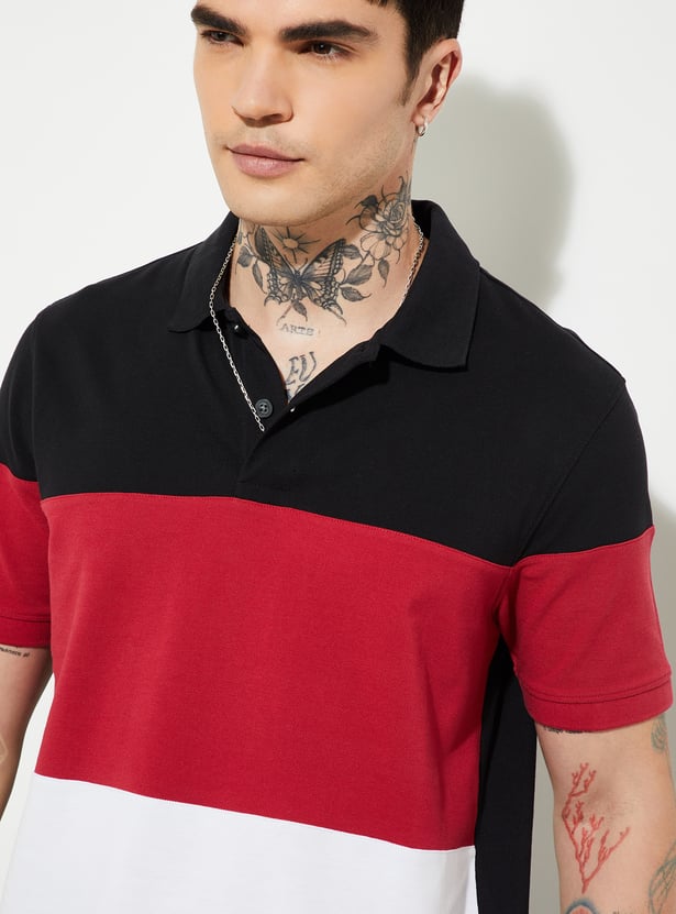Men Colourblock Polo T-shirt