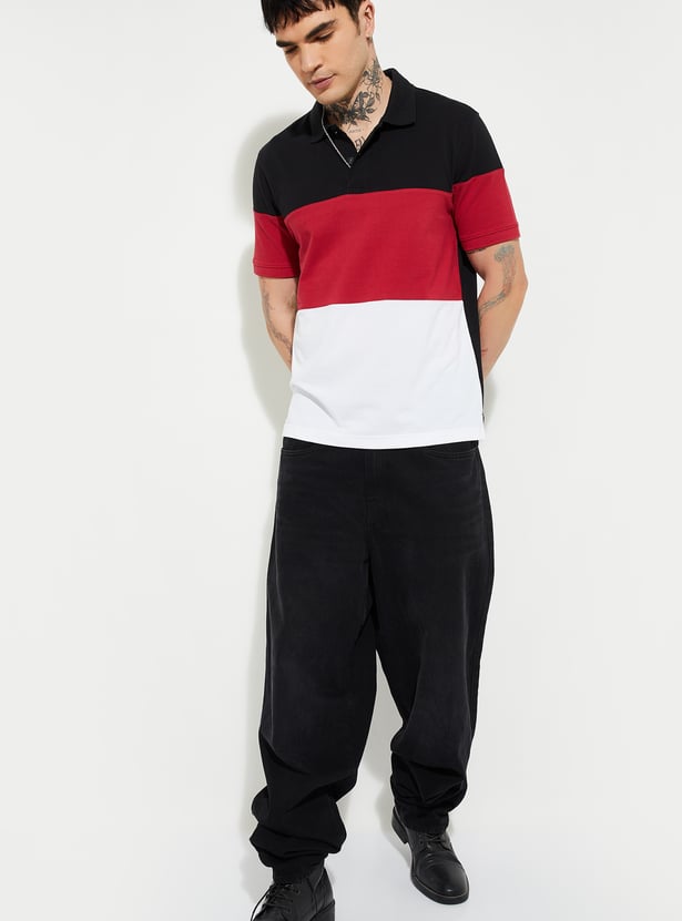 Men Colourblock Polo T-shirt