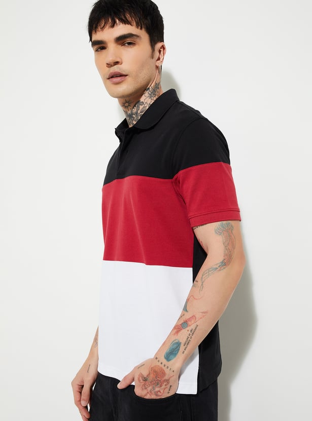 Men Colourblock Polo T-shirt