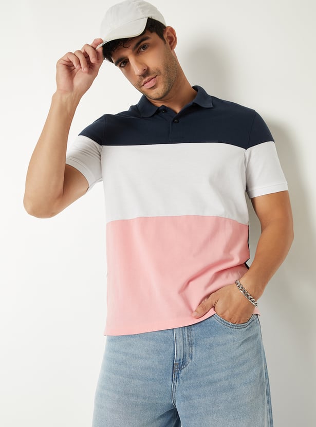 Men Colourblock Polo T-shirt