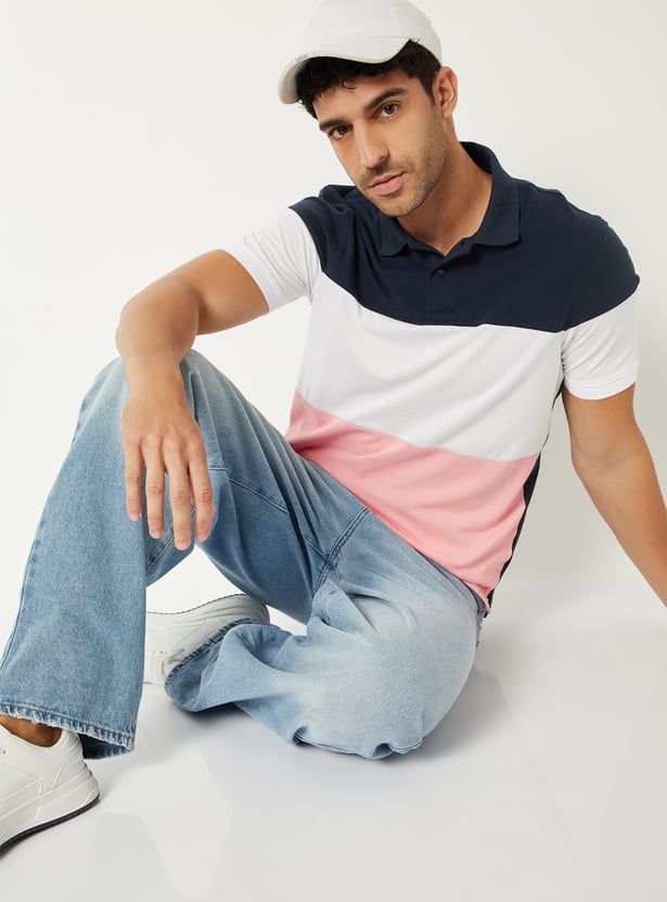 Men Colourblock Polo T-shirt