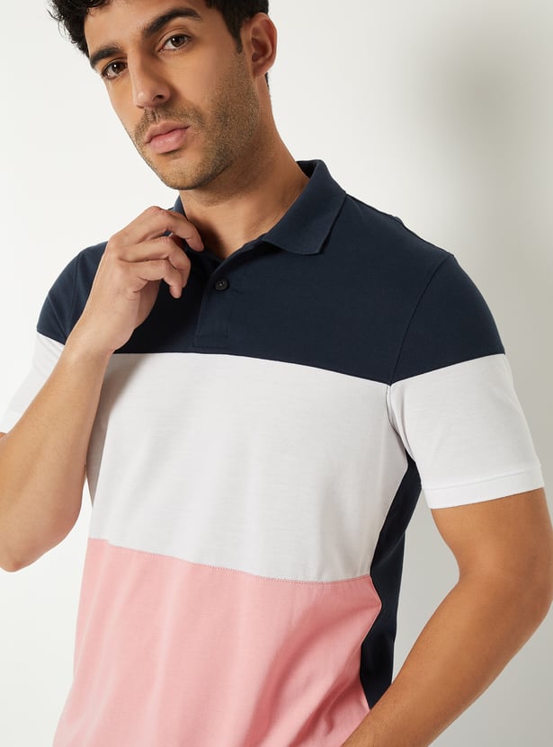 Men Colourblock Polo T-shirt