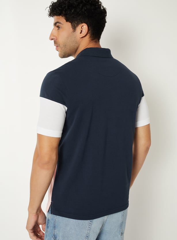 Men Colourblock Polo T-shirt