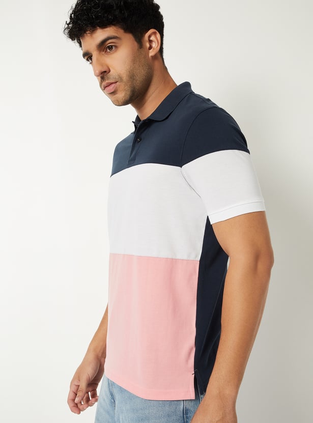 Men Colourblock Polo T-shirt