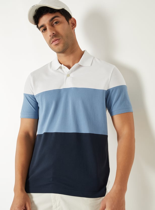 Men Colourblock Polo T-shirt
