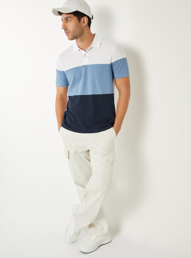 Men Colourblock Polo T-shirt
