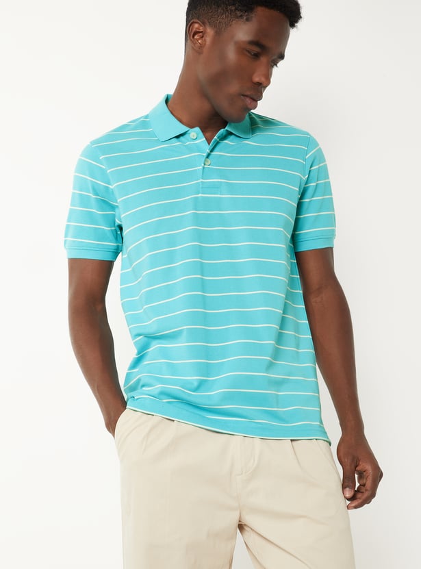 Men Striped Polo T-shirt