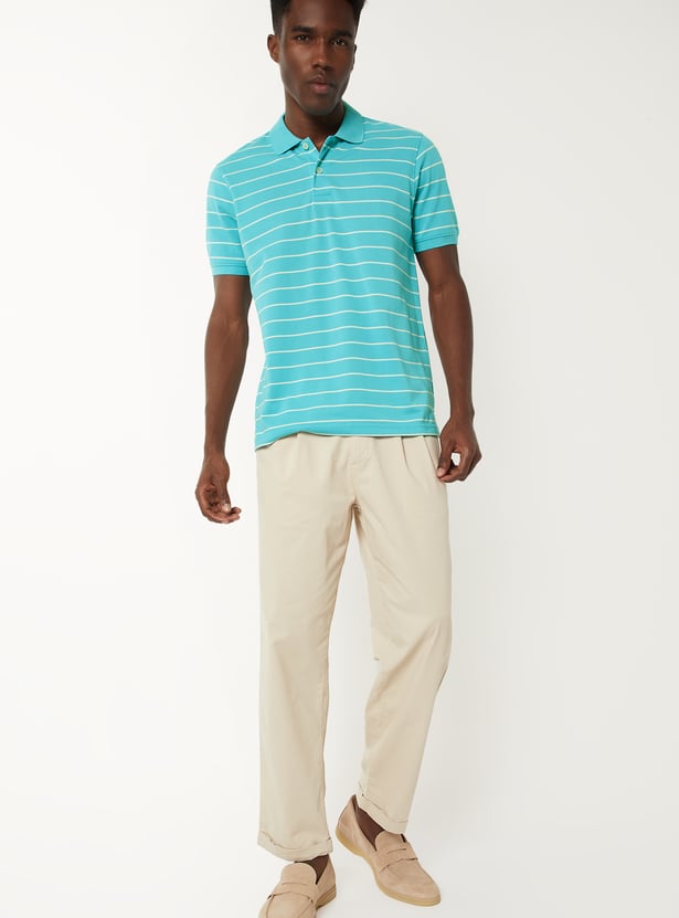 Men Striped Polo T-shirt