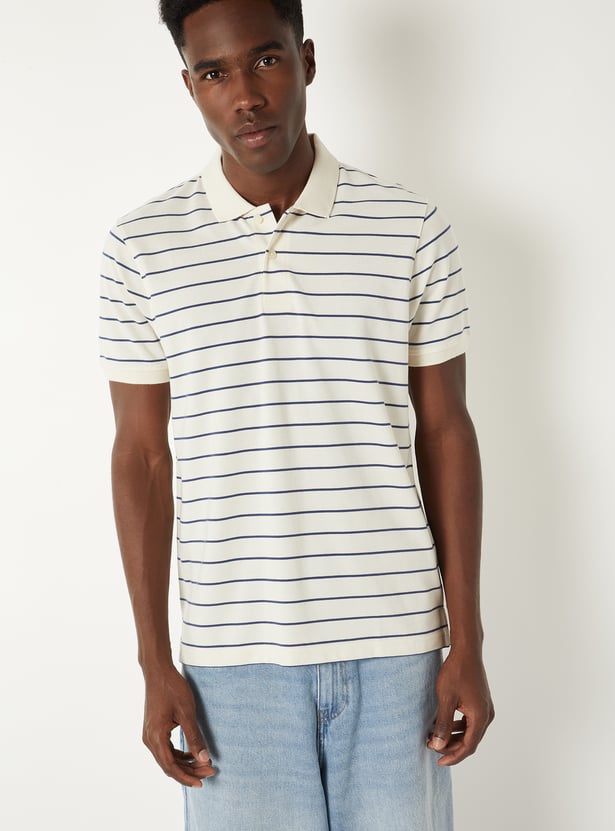 Men Striped Polo T-shirt