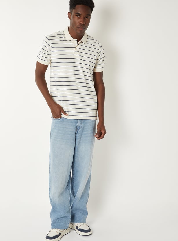 Men Striped Polo T-shirt