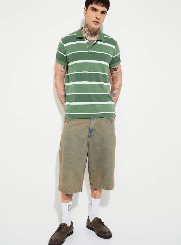 Men Striped Polo T-shirt