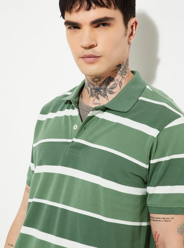 Men Striped Polo T-shirt